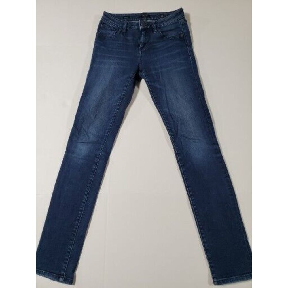 Miss Me Women's Size 25 Blue Skinny Distressed Low Rise Dark Stretch Denim Jeans